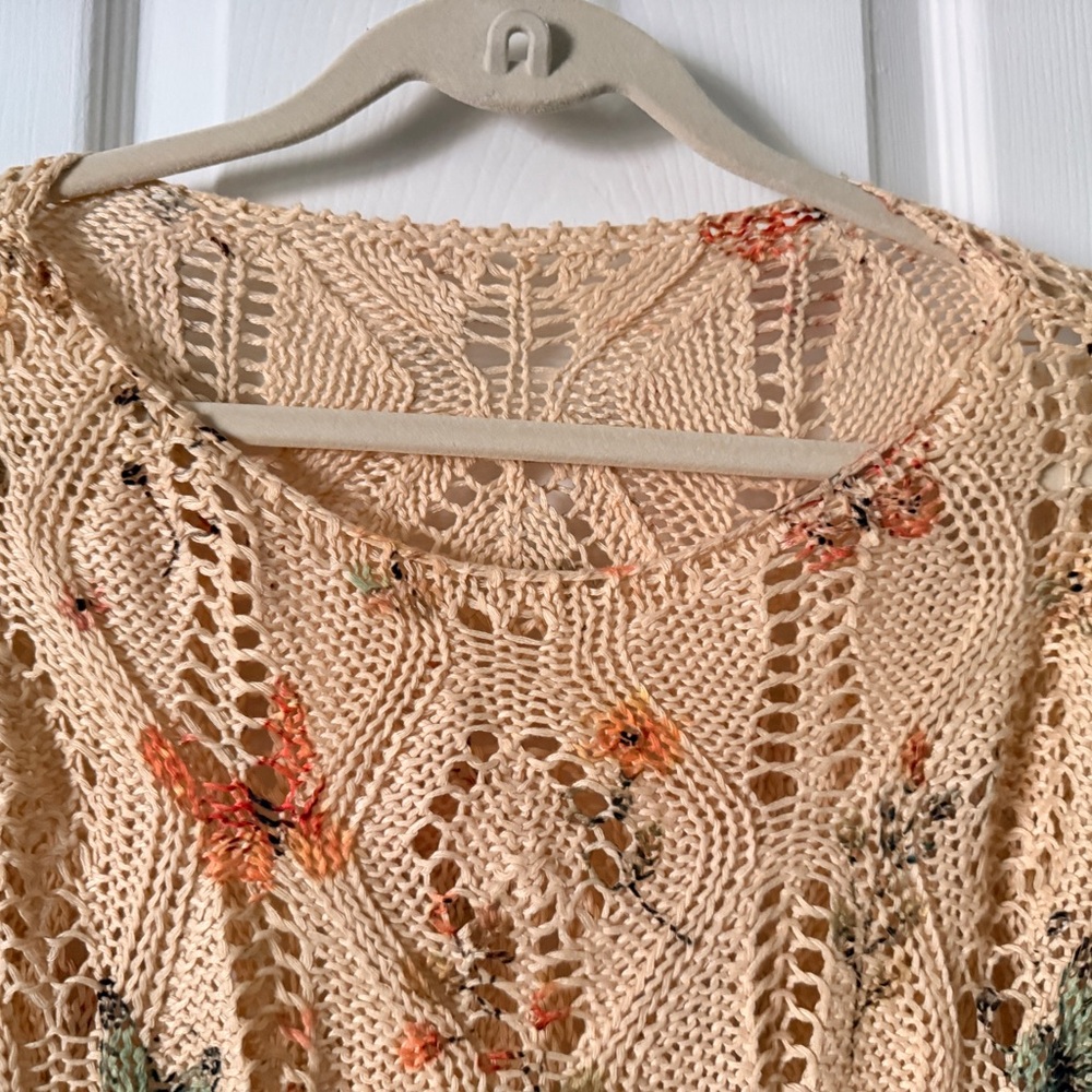 Floral Knit Women Sweater - Cream